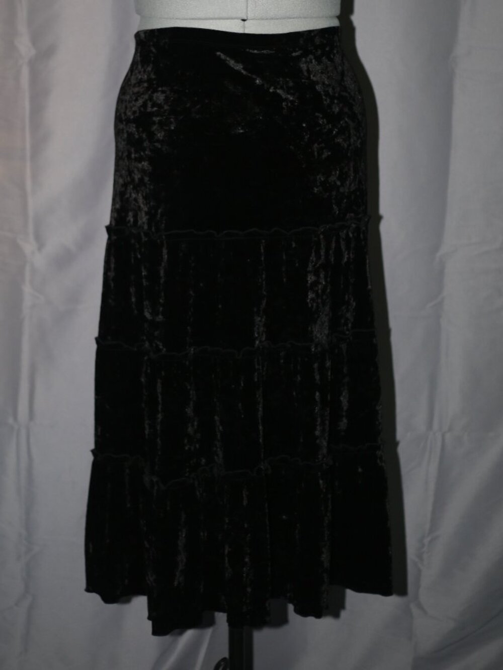 Velvet‑Feel Layered Long Black Skirt — Gothic, Romantic, & Timeless